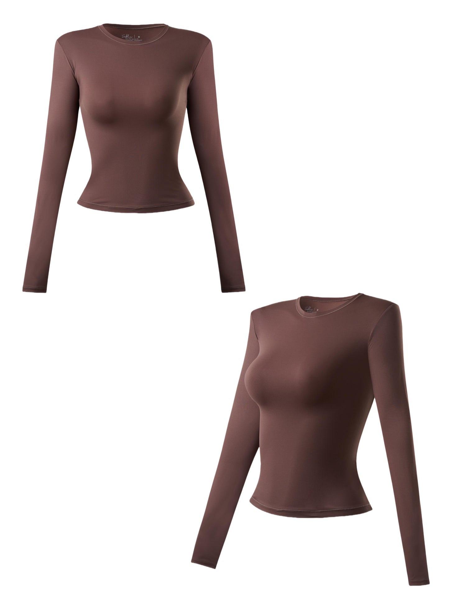 3-PACK LONG SLEEVE FITTED T-SHIRT (Black+Brown+Ivory)