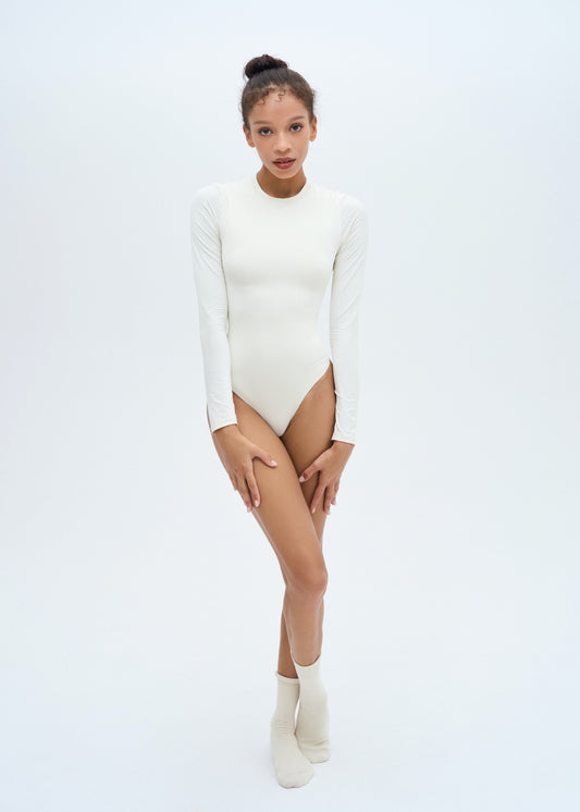 LONG SLEEVE CREW NECK BODYSUIT - IVORY