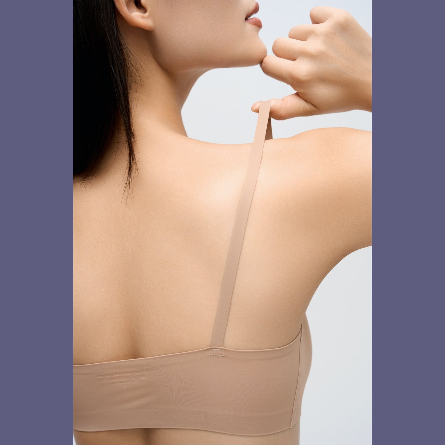 1+1: V-Neck Travel Bra Set with Silicone Breathable Nipple Cover - Nude