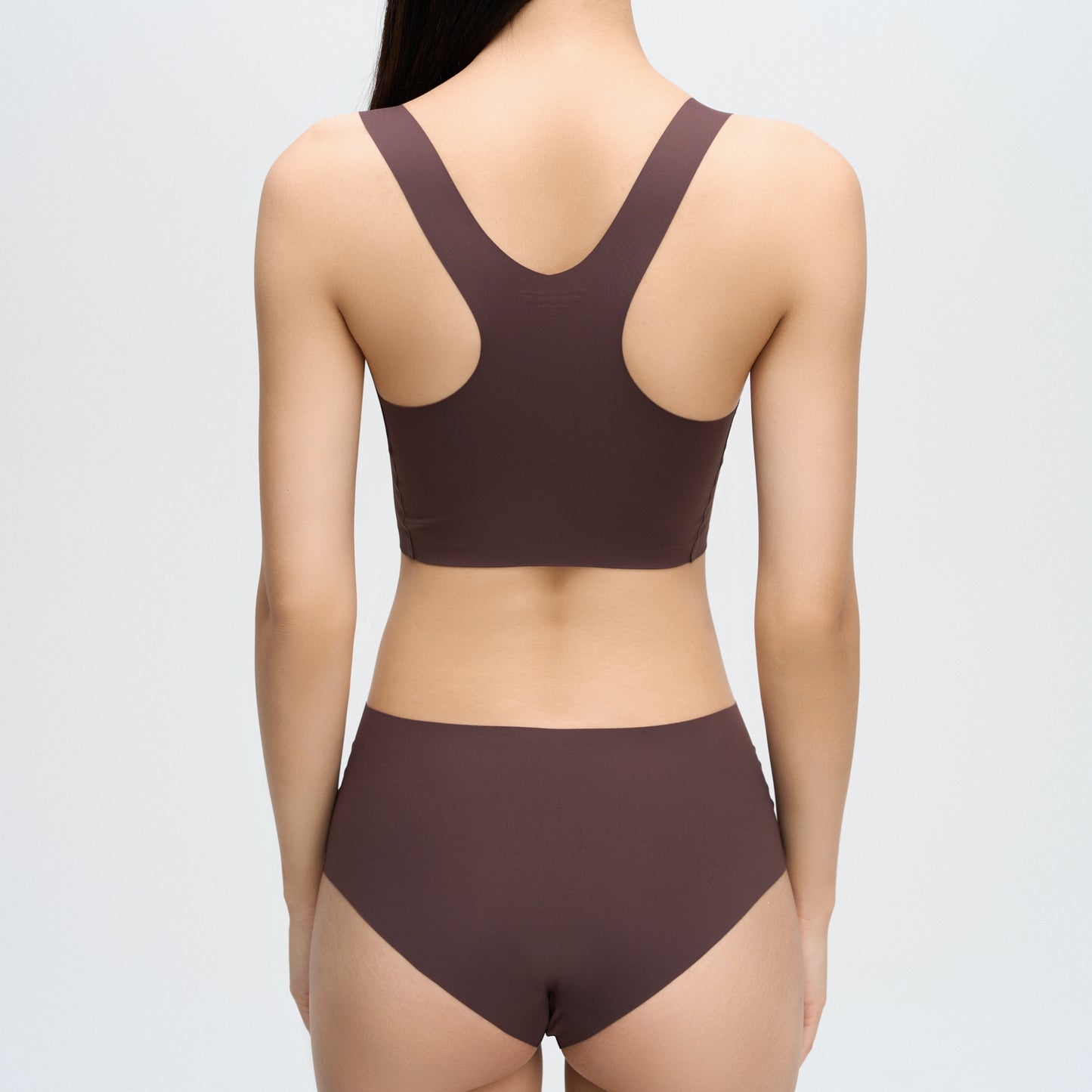 Seamless Underwear Set with Removable Pads - Brown