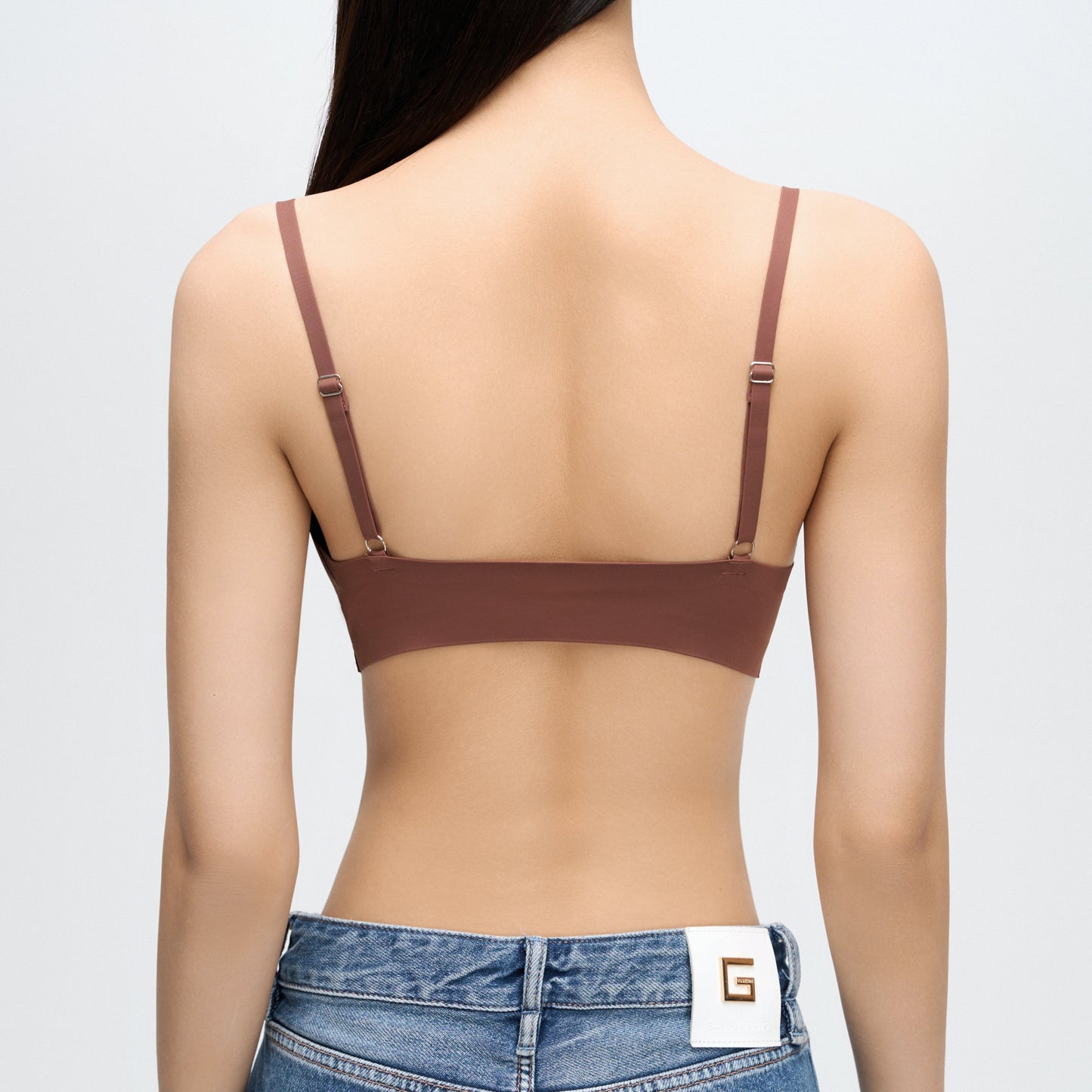 Seamless Bra with Magnetic Front Buckle - Brown