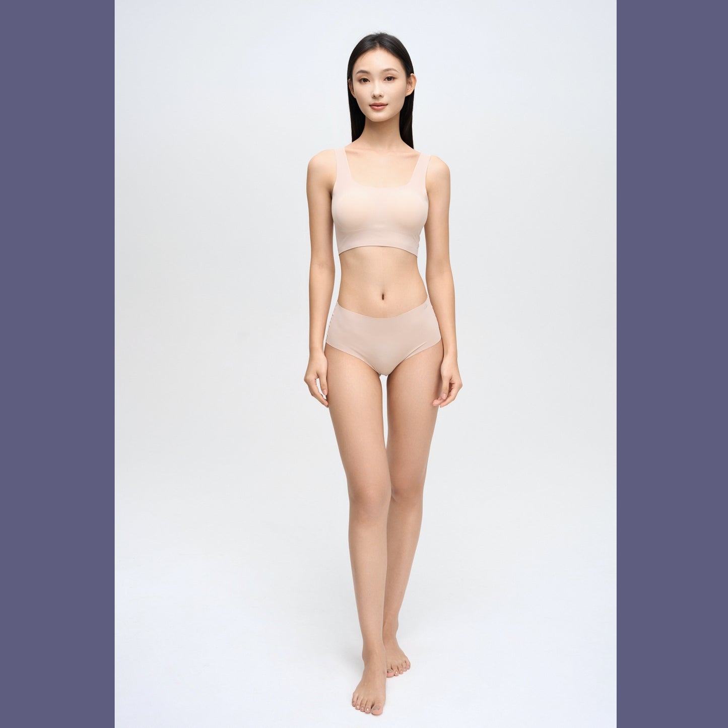 Seamless Underwear Set with Removable Pads - Nude