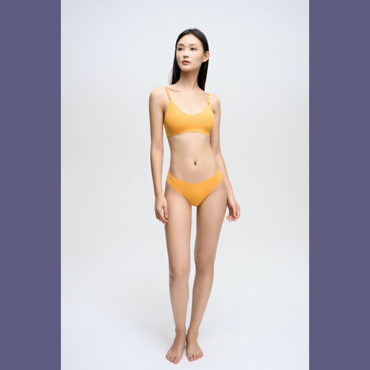 1+1: V-Neck Travel Bra Set with Silicone Breathable Nipple Cover - Sunflower