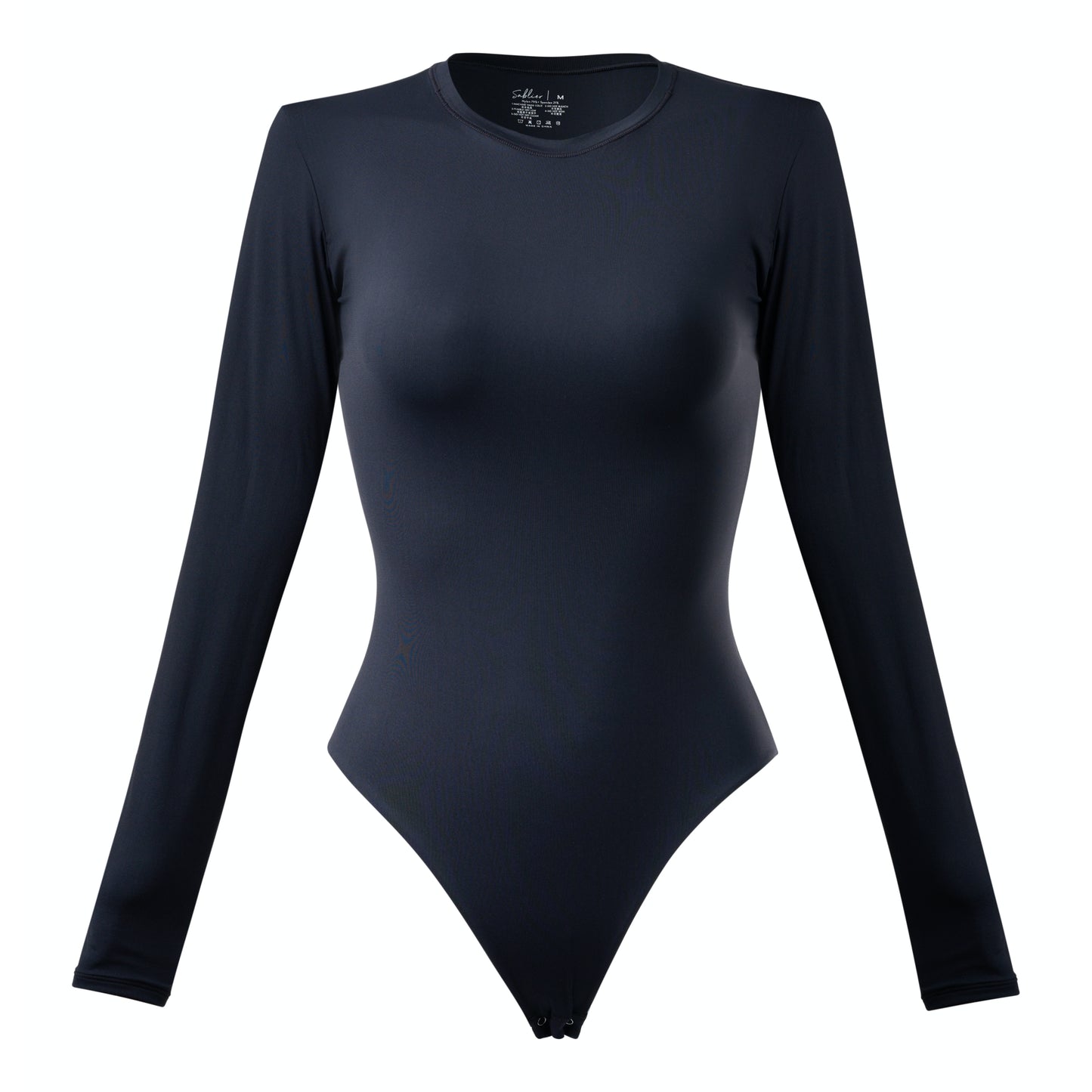 LONG SLEEVE CREW NECK BODYSUIT - BLACK