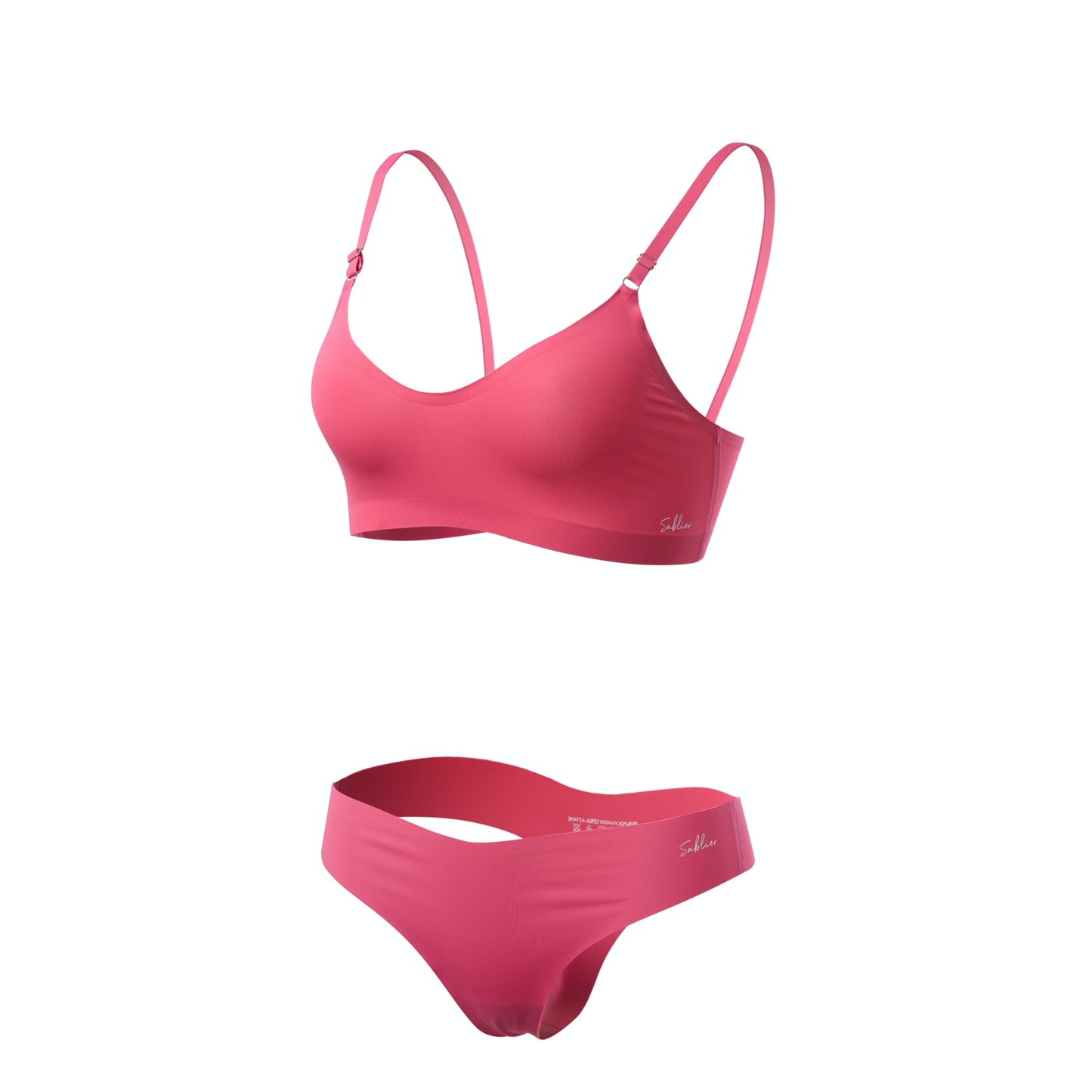 1+1: V-Neck Travel Bra Set with Silicone Breathable Nipple Cover - Magenta