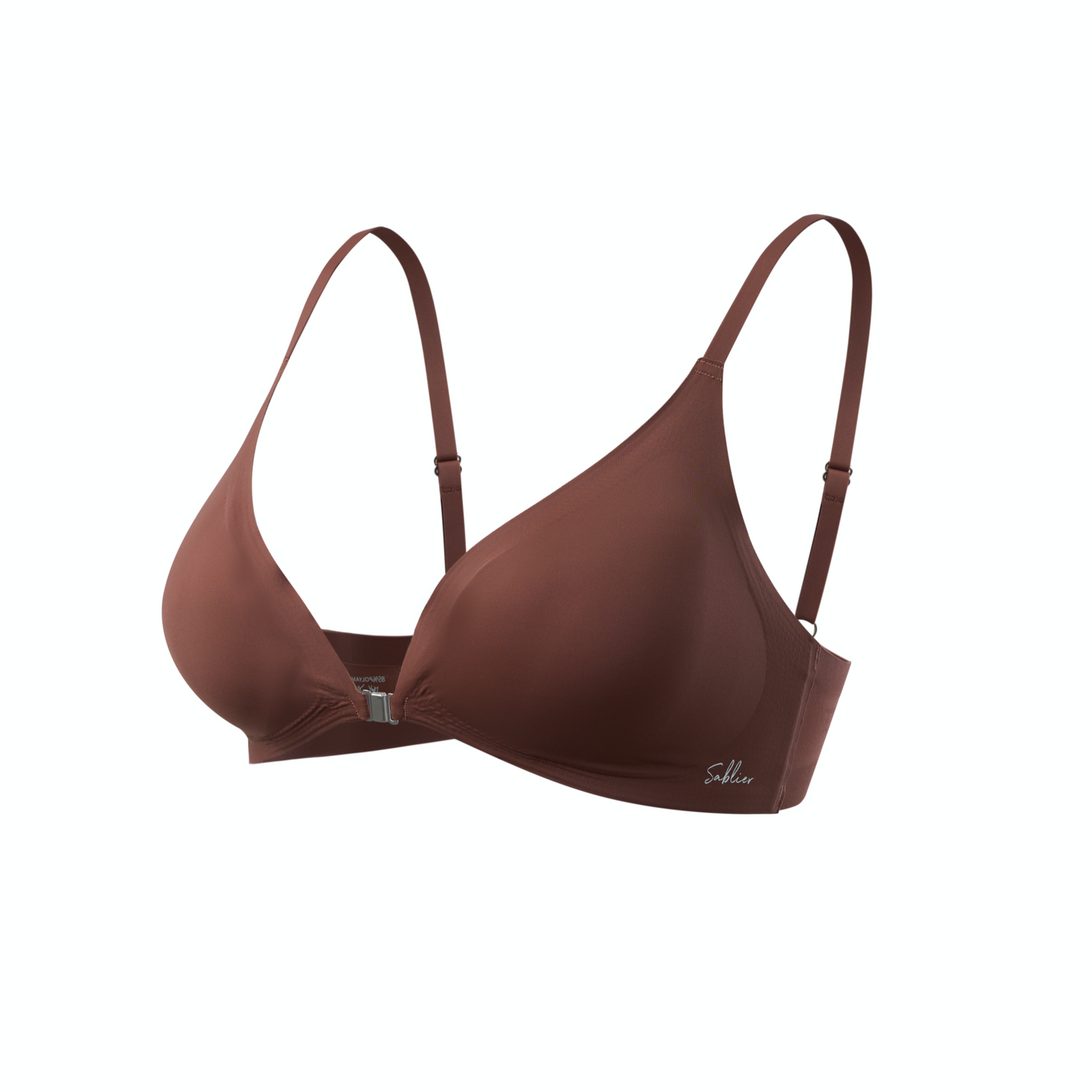 Seamless Bra with Magnetic Front Buckle - Brown