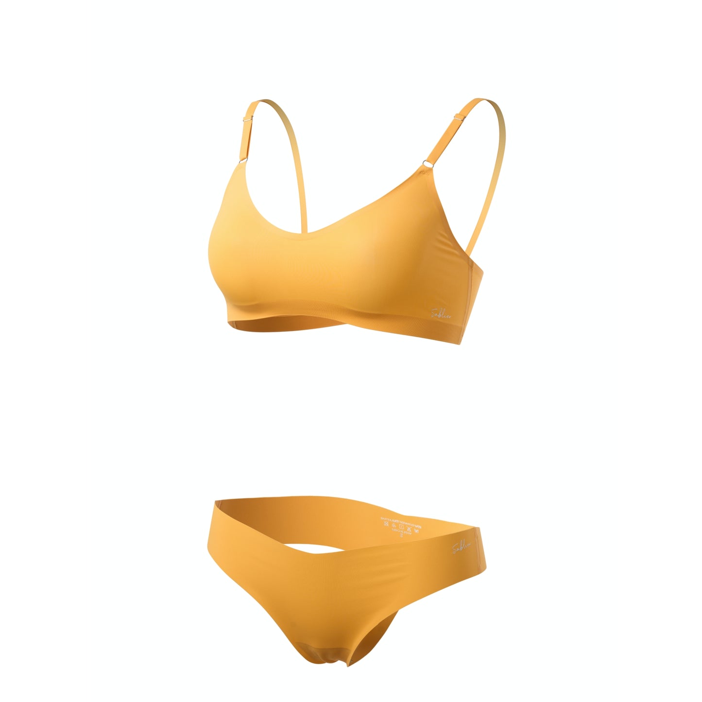 1+1: V-Neck Travel Bra Set with Silicone Breathable Nipple Cover - Sunflower