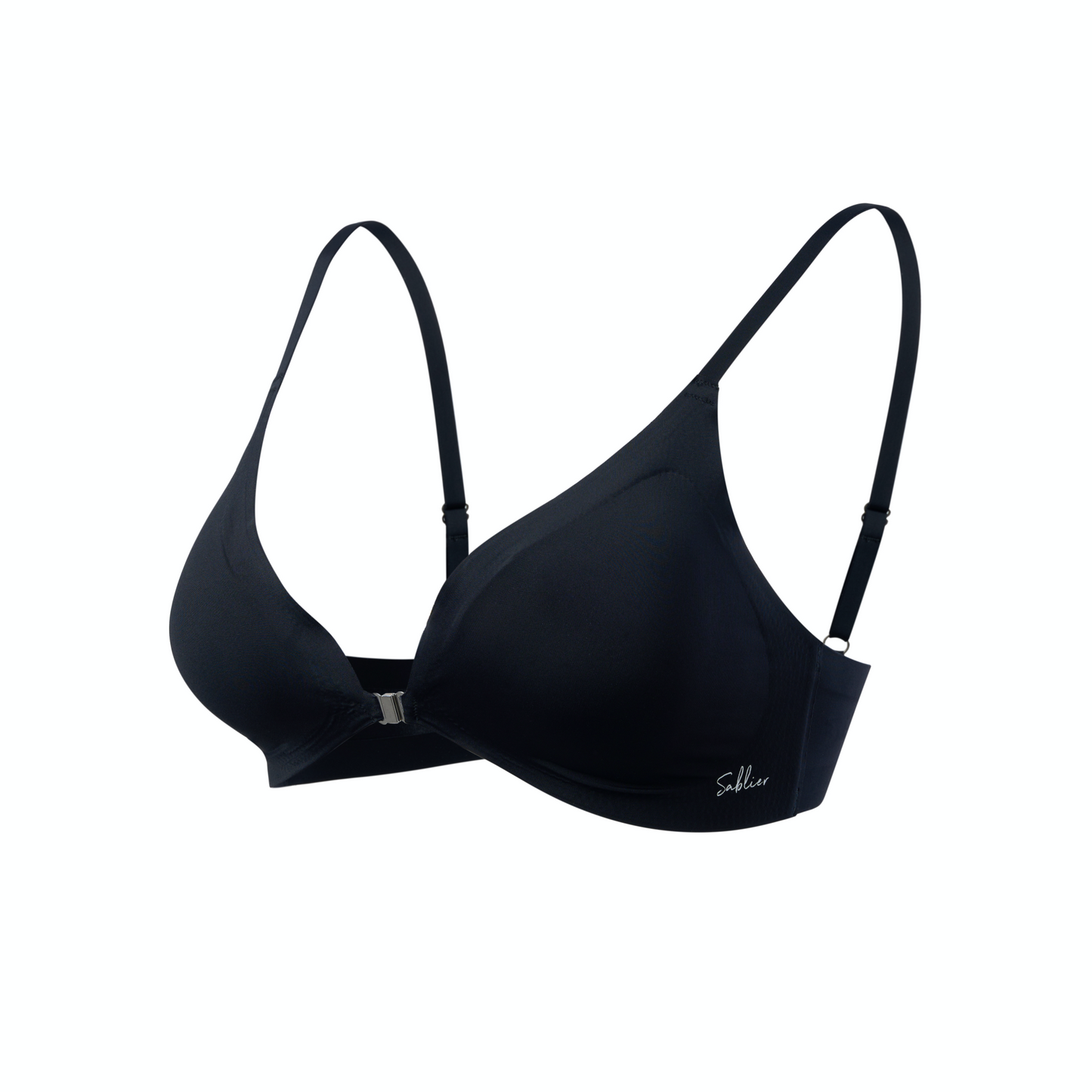 Seamless Bra with Magnetic Front Buckle - Black