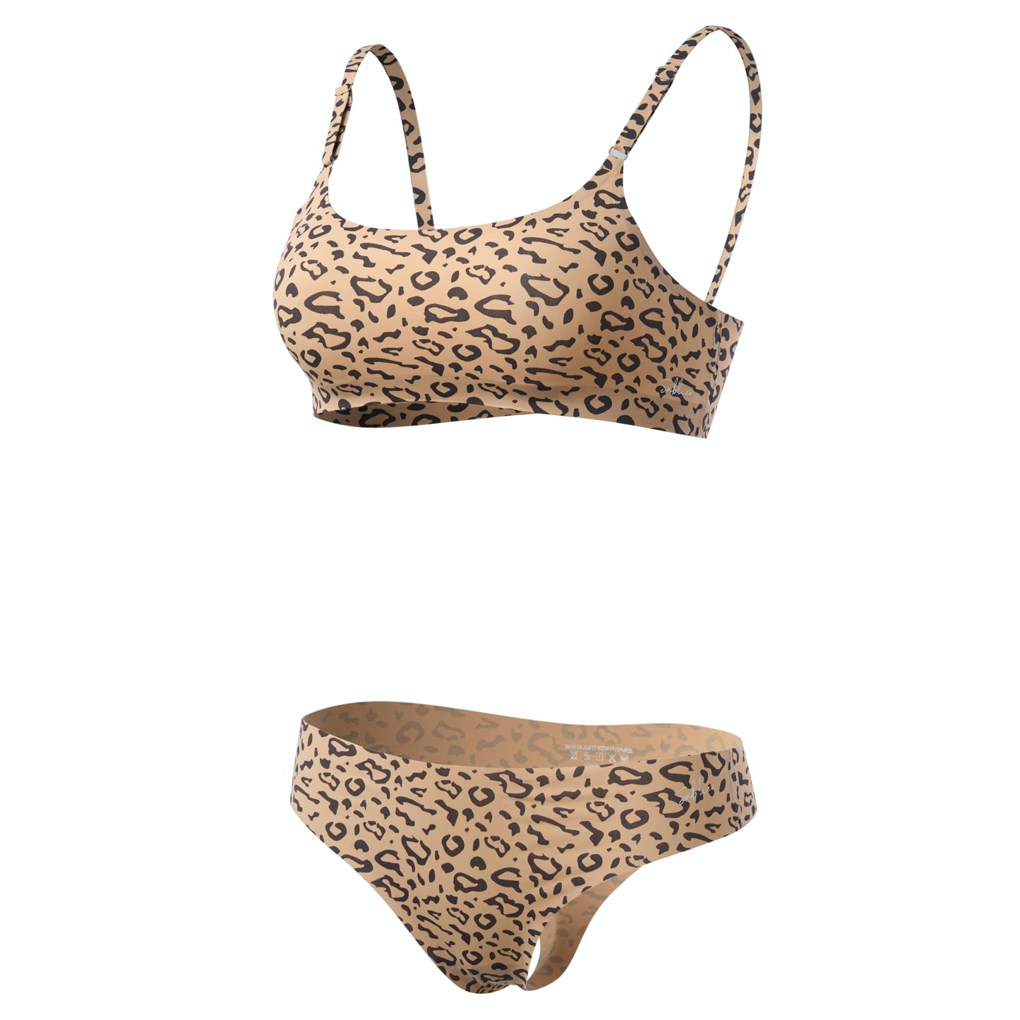 1+1: U-Neck Travel Bra Set with Silicone Breathable Nipple Cover - Leopard