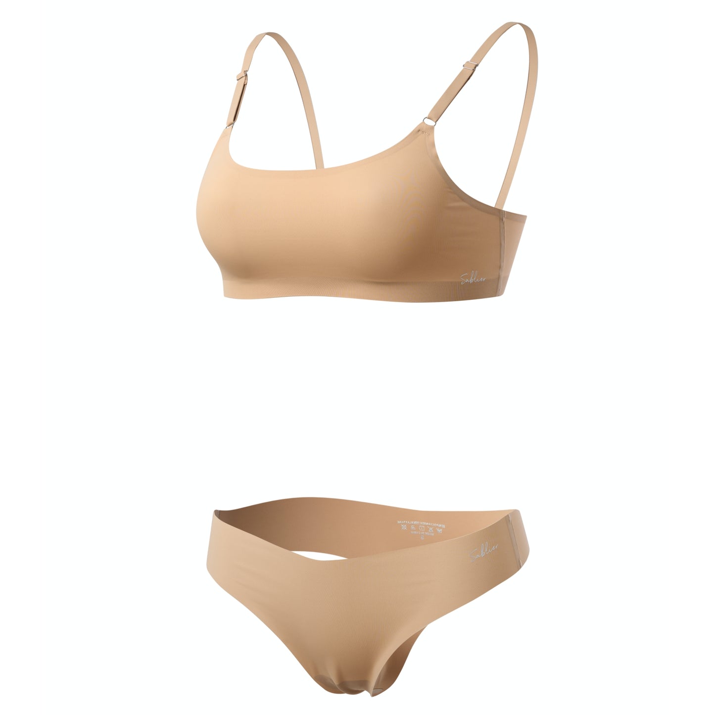 1+1: U-Neck Travel Bra Set with Silicone Breathable Nipple Cover - Nude